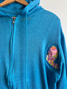 90s DWIG Repaired Hoodie-Teal (M)